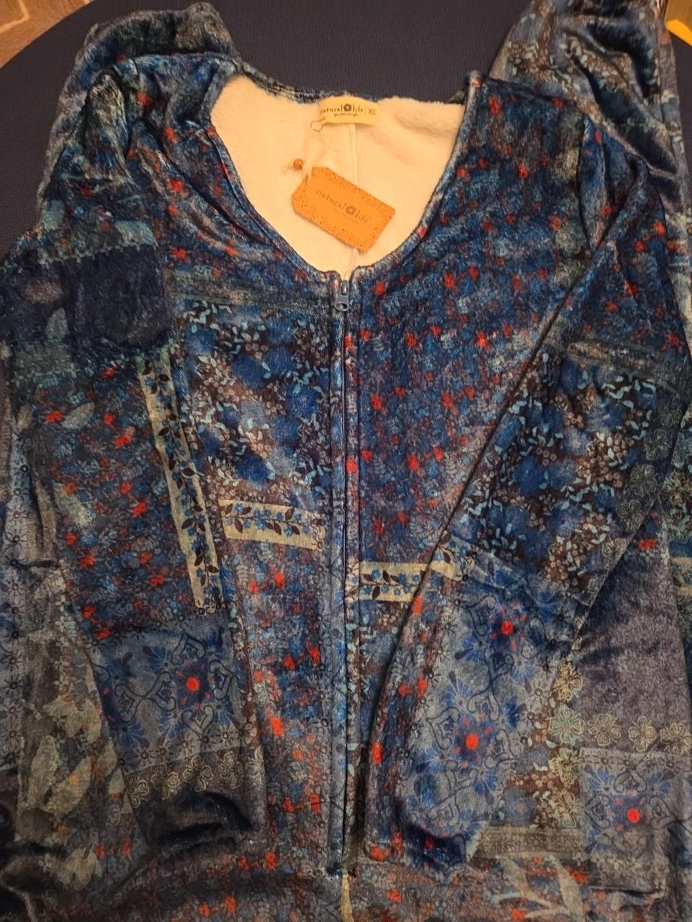 NWT Natural Life Velvet Jumpsuit XS Boho Floral Patchwork